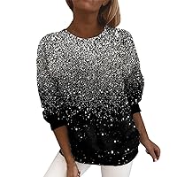 Women's Blouses Fashion 2023 Casual Long Sleeve Printing Round Neck Sweatshirt Pullover Slim Fit Shirt Top, S-3XL