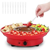 8.79oz MINI Electric Chocolate Melting Pot,Melting Fondue Set with 4PCS Forks,Cute Chocolate Fondue Fountain,Warmer Machine for Milk Chocolate,Cheese,Butter,Candy (Red)