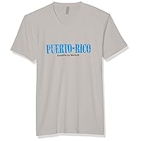 Puerto Rico Printed Premium Tops Fitted Sueded Short Sleeve V-Neck T-Shirt