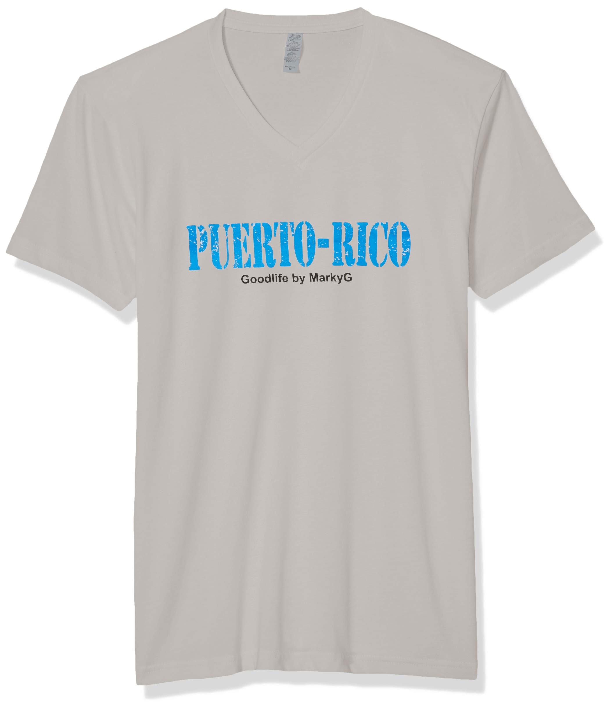 Puerto Rico Printed Premium Tops Fitted Sueded Short Sleeve V-Neck T-Shirt