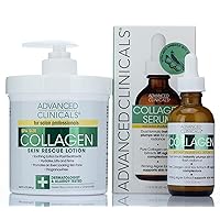 Advanced Clinicals Collagen Plumping Facial Serum + Collagen Skin Rescue Cream Set