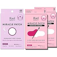 Rael Miracle Bundle - Overnight Spot Cover (52 Count) & Pore Melting Pack, 3 Step Nose Strip (2 Pack)