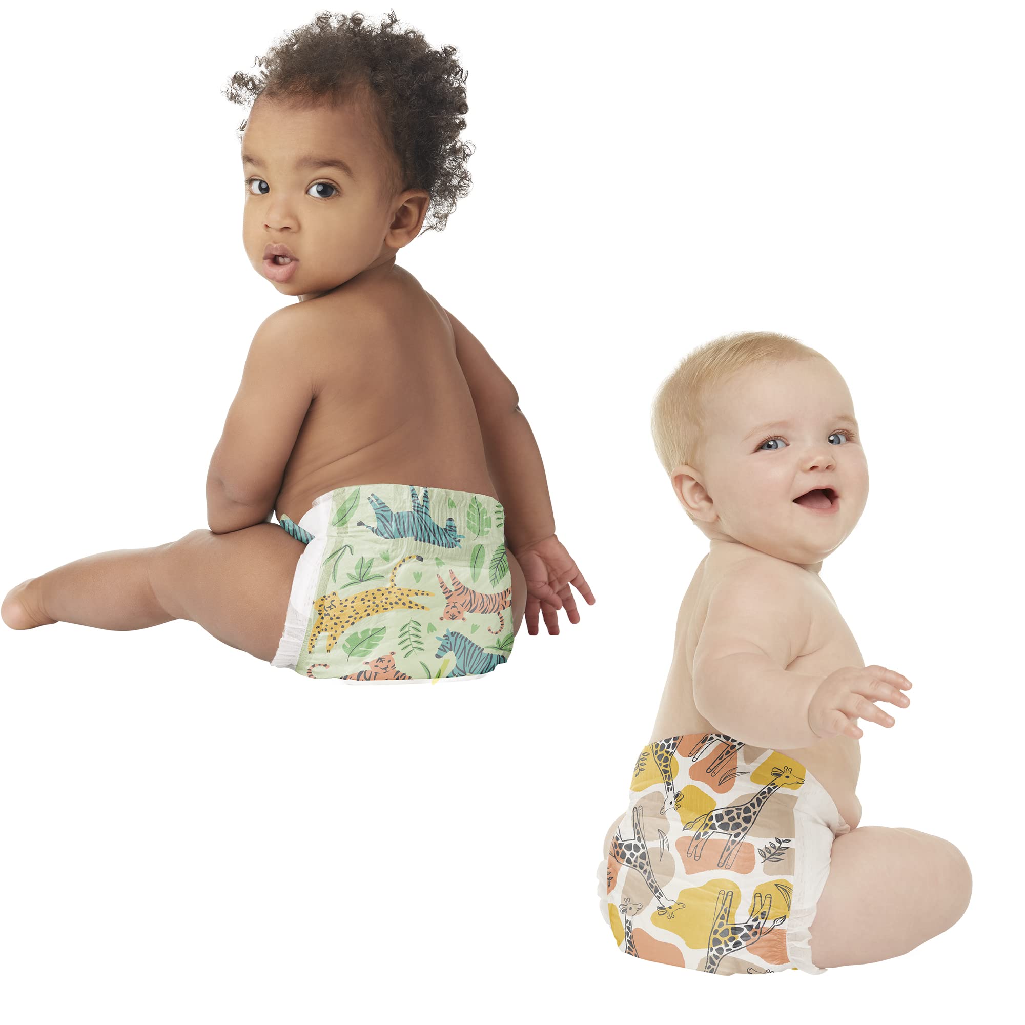 The Honest Company Clean Conscious Diapers | Plant-Based, Sustainable | Stripe Safari & Seeing Spots | Club Box, Size 3 (16-28 lbs), 68 Count