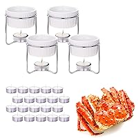 4 Pieces Butter Warmers,Butter Warmers For Seafood with 20 Pieces Tealight Candles,Ceramic Butter Warmer Set for Chocolate or Cheese,Fondue- Dishwasher Safe,Microwave Safe, Oven Safe