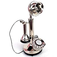 Antique Replica Rotery Dial Home Decor Candlestick Functional Antique Finish Desk Telephone (Chrome Finish 1)