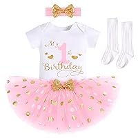 IBTOM CASTLE Baby Girls It's My 1/2 & 1st / 2nd / 3rd Birthday Cake Smash Outfit Princess Tutu Skirt W/Socks & Headband Set
