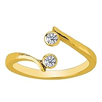 Jewelry Affairs 14K Yellow Gold Double Solitaire With CZ By Pass Style Adjustable Toe Ring
