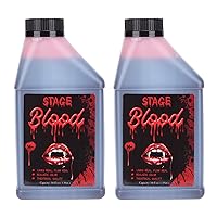 2Pcs Halloween Fake Blood Vampire Blood ---16 oz Pint of Blood Bottle for Halloween Makeup & Dress Up