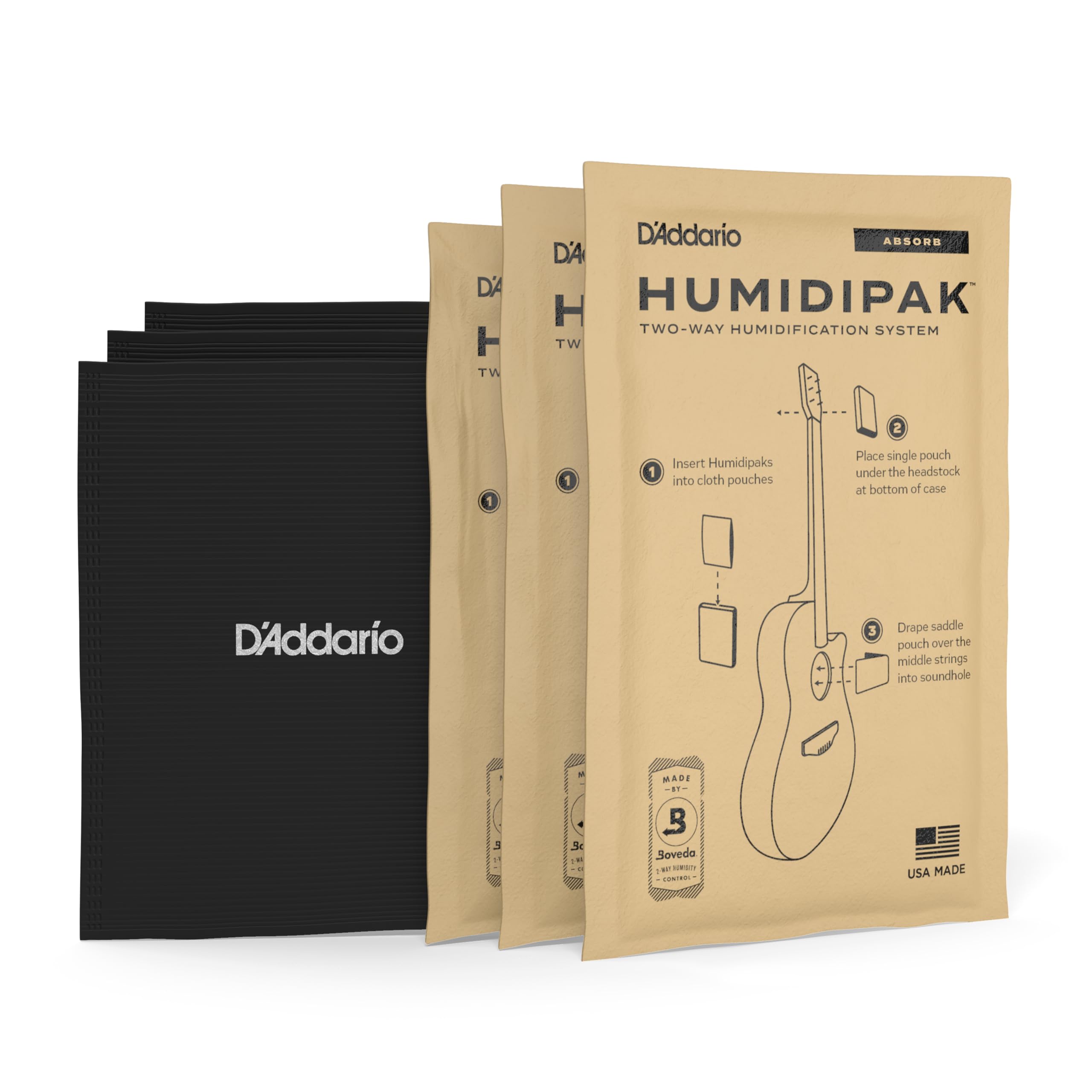 D'Addario Guitar Dehumidifier System - Humidipak Absorb Kit - Automatic Humidity Control System - Maintenance-Free, Two-Way Humidity Control System For Guitars