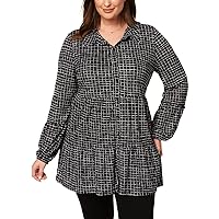 Style & Co. Womens Check Tunic Blouse
