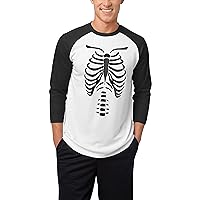 Hat and Beyond Mens Skeleton Body Halloween Graphic 3/4-Sleeve Raglan T-Shirts