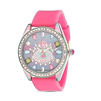Betsey Johnson Women's Watch Alloy Case Pink Silicone Band Crystal Art (BJW134)