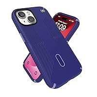 Speck MagSafe Case for iPhone 15 - Drop & Camera Protection, ClickLock No-Slip, Wireless Charging Compatible, Fits All 6.1 Inch Models Including iPhone 14, iPhone 13 - Blue/Purple Ink/Sky Purple