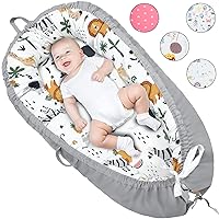 Cercoveu Baby Lounger, Soft Breathable Cotton & Fiberfill Infant Lounger, Portable Adjustable Infant Floor Seat for Travel, Newborn Must Have Essential