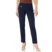 SLIM-SATION Women's Petite Wide Band Pull on Ankle Pants