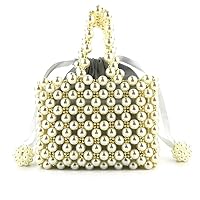 Dinner bag-Womens Beaded Handbags Handmade Weave Pearl Tote Bags Sequins Pearl Beaded