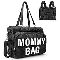 Diaper Bag Tote, Mommy Bag for Hospital, Baby Diaper Bag Backpack, Black