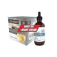 Body Oil with Collagen -Body Oil (4 fl.oz) and Night Cream for Face with Collagen - Anti Aging-(1.69 fl.oz)