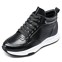 CHAMARIPA Men's Height Increasing Elevator Shoes - Hidden Heel High-Top Sneakers That Make You 2.76/3.15/3.51 Inches Taller Genuine Leather Handcrafted
