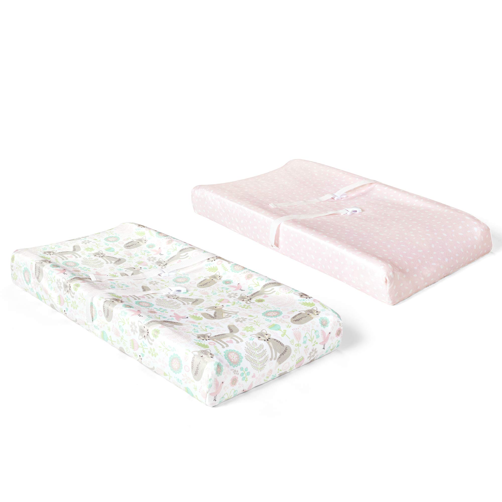 Lush Decor Baby Pixie Fox Geo Micro Mink 2 Pack Changing Pad Cover, Multicolored