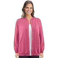 Collections Etc Women's Full Snap Front Fleece Jacket with Side Pockets - Polyester - Black, Rose, White