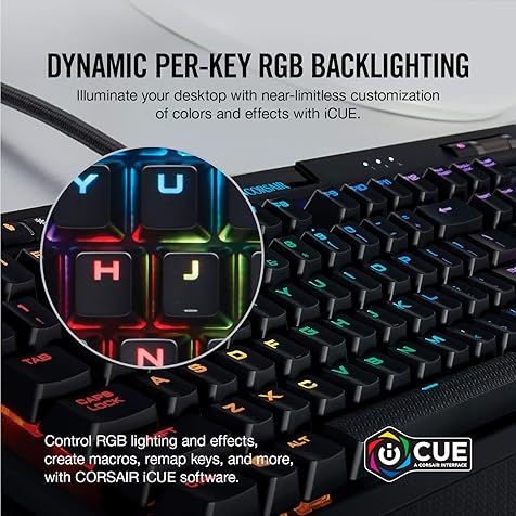 CORSAIR K70 RGB MK.2 Mechanical Gaming Keyboard - USB Passthrough & Media Controls - Tactile & Clicky - Cherry MX Blue - RGB LED Backlit, CH-9109011-NA