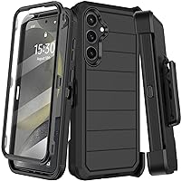 for Samsung Galaxy S24 Case with Belt Clip Holster & Kickstand,Built-in Screen Protector,Heavy Duty Shockproof Drop Protection Military Grade Full Body Rugged Phone Cover (6.2 Inch) (Black)