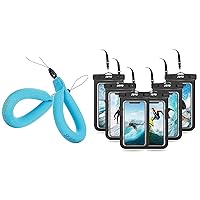 JOTO [2 Pack Floating Strap for Waterproof Underwater Camera Bundle with [6 Pack] Universal Waterproof Pouch for Phones up to 7.0