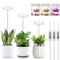 Grow Light, Full Spectrum & Red Blue Spectrum Plant Light for Indoor Plants, Height Adjustable Growing Lamp with Auto On/Off Timer 4/8/12H, 4 Dimmable Brightness, 3 Spectrum Modes, Pack of 3
