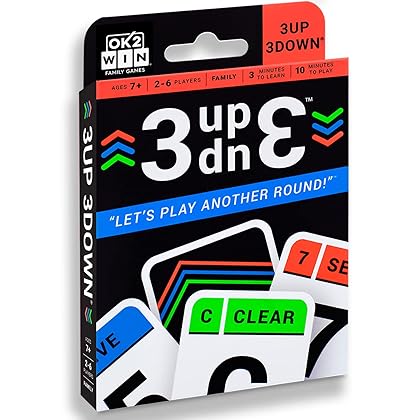 3 Up 3 Down Card Game - Super Fun for Family Games Night Stocking Stuffer - Award Winning 2 Player Games - Up to 6 Players - Fast & Easy to Learn - Ages 7 to 100 - OK 2 Win