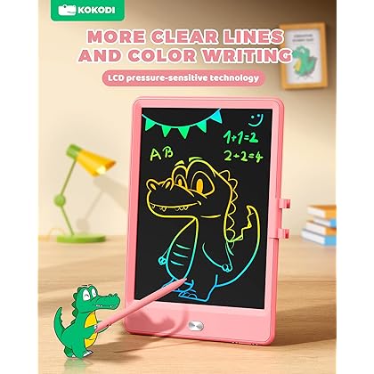 KOKODI LCD Writing Tablet, 8.5 Inch Toddler Doodle Board Drawing Tablet, Erasable Reusable Electronic Drawing Pads, Educational and Learning Toy for 2-6 Years Old Boy and Girls (Pink)