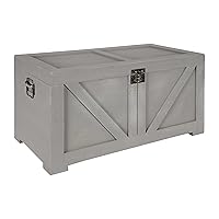 Kate and Laurel Cates Classic Farmhouse Small Wooden Storage Chest Trunk, Gray, Modern Farmhouse Decorative Storage Chest