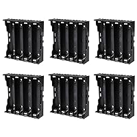 6pcs 18650 Battery Case Holder 4 Slots X 3.7V 18650 Battery Storage Box, in Parallel Black Plastic Batteries Clip Box with Pin for DIY Parallel or Series Circuit PCB Projects