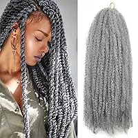 Marley Twist Braiding Hair Extensions 3 Packs/Lot Marley Braid Hair Long Afro Kinky Curly Butterfly Locks Crochet Hair (18 inch, 1 Jet Black) (3Packs/Lot, GREY)