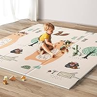 UANLAUO Foldable Baby Play Mat, Extra Large Waterproof Activity Playmats for Babies,Toddlers, Infants, Play & Tummy Time, Foam Baby Mat for Floor with Travel Bag (Bear(59x59x0.4inch))