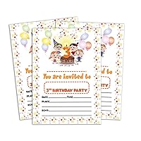Yellow Birthday Invitation Card Printable Elegant Fill or Write In Blank Party Invites 28 Pcs 5 x 7 Inches
