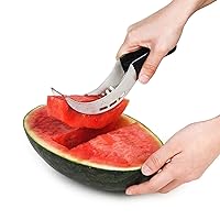 Watermelon Slicer Set. Stainless Steel Slicing Tool & Fruit Carving Knife/Spoon/Baller with Colored Handgrip. A Modern Cutlery Tool.