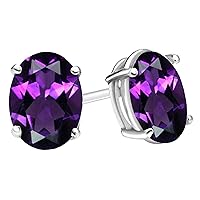 Dazzlingrock Collection 7x5 mm each Oval Cut Ladies Solitaire Stud Earrings, Sterling Silver