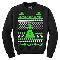 Crazy Dog T-Shirts Unisex Alien Abduction Ugly Christmas Sweater Crew Neck Sweatshirt
