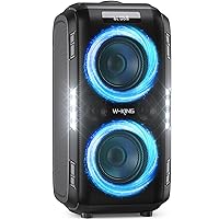 W-KING 250W PEAK Large Bluetooth Speaker Loudest/Massive 120dB/12 Custom Bass, V5.3 Big Party Boombox Portable Speaker Wireless Loud, Extra Deep Bass/6.5'' Subwoofer, IPX5/LED/MIC&Guitar in/USB/TF/AUX