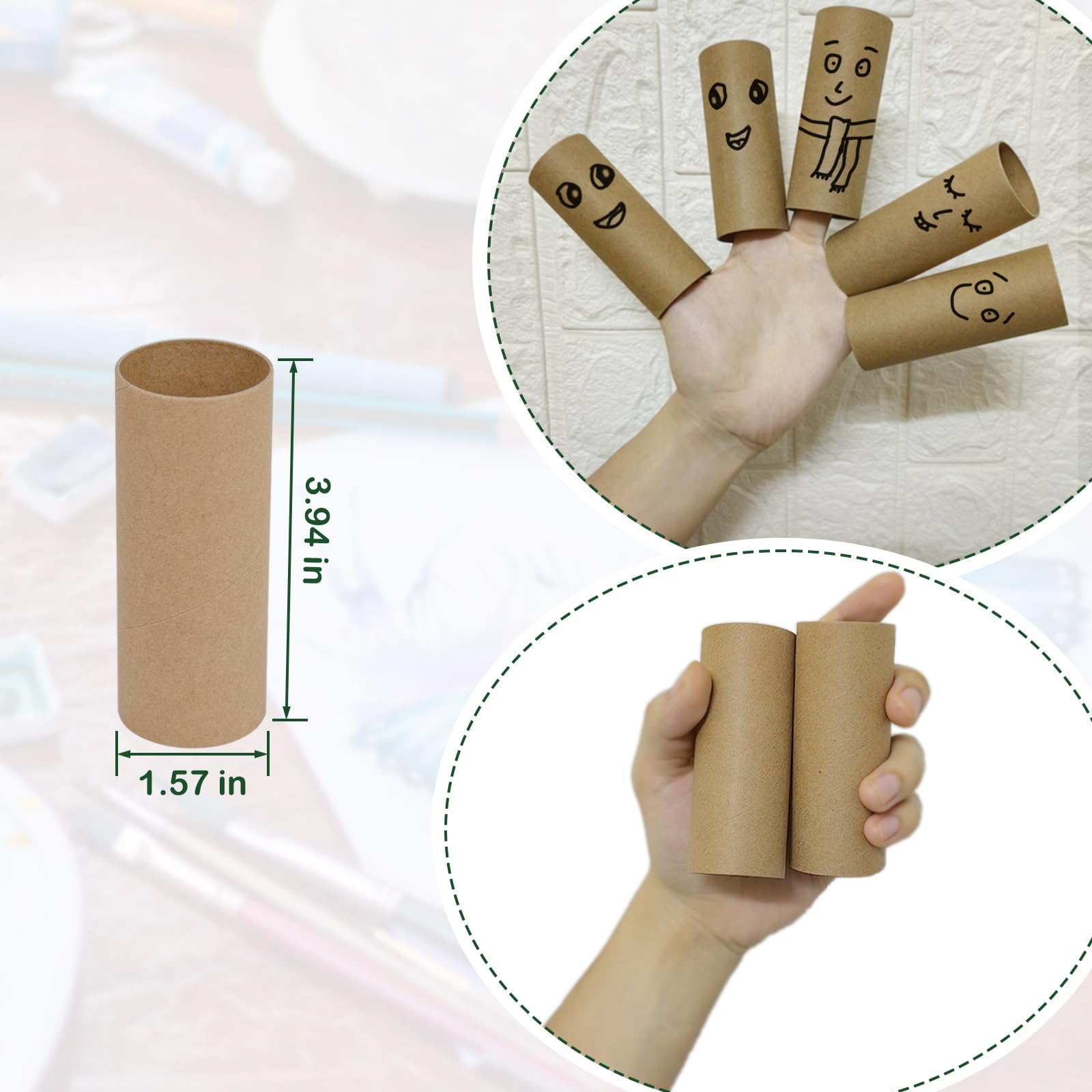 HESESOH 100 Pack Cardboard Tubes for Crafts - 1.57 x 3.94 Inches - Brown Toilet Paper Empty Rolls Round Thick Tubes Sturdy for Classroom Family Handmade DIY Projects
