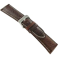 24mm Hadley Roma Brown Padded Stitched Genuine Leather Mens Watch Band 906