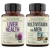 Vimerson Health Liver Health + Men's Multivitamin Bundle. Liver Cleanse & Detox - Artichoke, Milk Thistle, Ginger, Celery. Vitamins for Men - Immune Support, Energy & Antioxidant Supplement