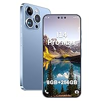 Unlocked Android Phone I14 ProMax Smartphone 8GB+256GB cell phone 24MP+50MP Camera Pixels 6000mAh Battery for Extended Standby 6.7-inch HD Screen mobile phone 4G Dual SIM Card Capability (Blue)