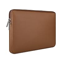 RAINYEAR 16 Inch Laptop Sleeve Soft PU Leather Case Protective Water Resistant Zipper Padded Cover Carrying Computer Bag Compatible with 16