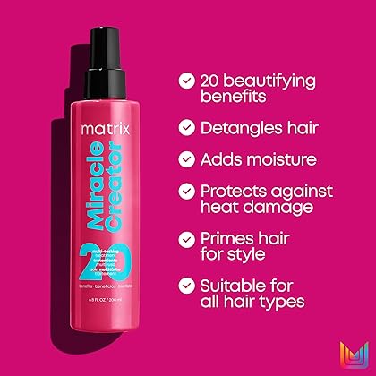Matrix Miracle Creator Leave-In Conditioner Spray | Moisturize & Detangle | Frizz Control Treatment | Heat Protectant | For All Hair Types & Textures | Sulfate Free | Packaging May Vary