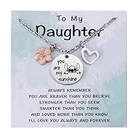 You are My Sunshine Necklace&Greeting Card, Birthday Christmas for Little Girls Niece Daughter Granddaughter