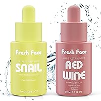 Red Wine & Snail Serum DUO: Anti-Aging, Wrinkle Reduction, Moisturizing with Hyaluronic Acid, Collagen, Snail Mucin, Truffle, 1oz/30ml