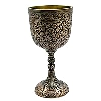 Brass Wine Chalice Goblet Cups, 1x Copper Plated Wine Arthur King Goblet, Communion Gifts for Wedding, Halloween, Christmas, New Year 1pc