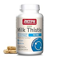Milk Thistle 150 mg With 30:1 Standardized Silymarin Extract, Dietary Supplement for Liver Function Support, 200 Veggie Capsules, 66-200 Day Supply